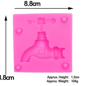 Pink silicone faucet mold for fondant and chocolate baking with 8.8cm diameter