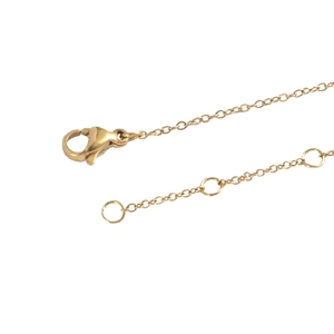 14K gold plated stainless steel chain with lobster clasp and adjustable extender detail