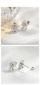 Detail of ferris wheel stud earring with cubic zirconia and screw back design