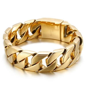 Men's 20mm chunky Cuban link bracelet in gold-plated 316L stainless steel jewelry