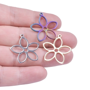 Pendenti a fiore in acciaio oro, argento e iridato per creazione gioielli DIY