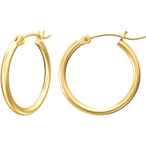 Classic 18k gold plated large hoop earrings with polished finish and secure clasp