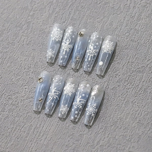 5D Embossed Nail Art Stickers White Snowflake Ballerina Girl 3D Relief PET Self Adhesive Decals Winter Christmas Manicure Decor