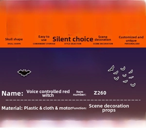 Specifications of 170cm voice-activated Halloween witch prop with red fabric and motor