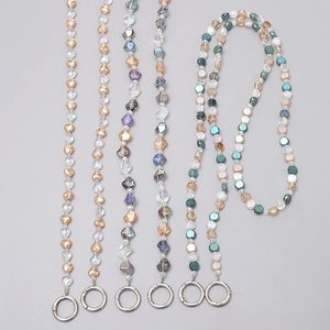 Colorful crystal beaded crossbody phone strap with silver spring ring clasp hardware