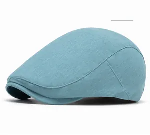 Side view of sky blue ivy cap showing breathable fabric texture and stitching detail
