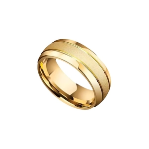 Frosted 18K gold plated titanium steel ring with polished edges for men and women