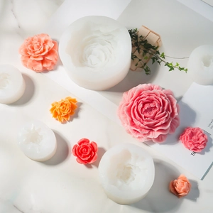 Gedetailleerde siliconen mallen voor pioenen en rozen met 3D-bloemzeep ambachten