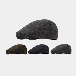 Men Flat Cap Herringbone Tweed Newsboy Hat British Vintage Style British Ivy Hat Adjustable Buckle Warm Autumn Winter