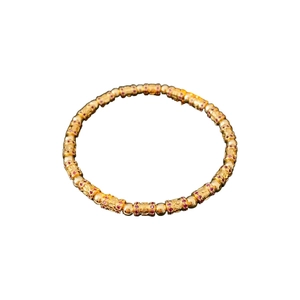 18k gold plated bracelet with cylindrical beads, red zircon stones and Chinese motifs