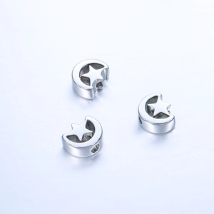Polished stainless steel moon charms with star cutouts for DIY jewelry making accessories
