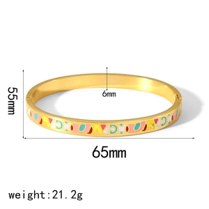 Detailed size guide for 18K gold plated colorful enamel bangle with 65mm inner diameter