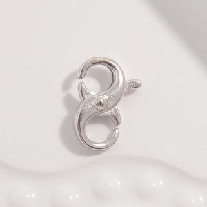 Detailed view of S925 sterling silver S-shape lobster clasp for DIY jewelry making
