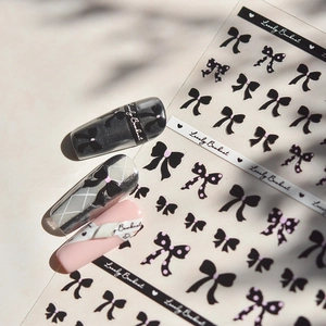 Bowknot Nail Art Stickers Hand Drawn Butterfly Knot Ultra Thin Self Adhesive Decals For Manicure Decoration