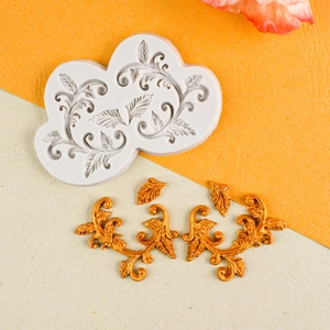 Moule en silicone baroque pour fondant et résine avec finition feuille dorée