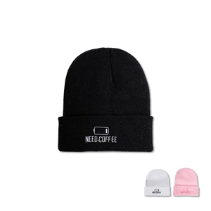 Fashion Knit Beanie Hat Acrylic Warm Winter Autumn Need Coffee Slogan Embroidery For Men Women Casual Outdoor Streetwear