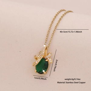 Dimensioni dettagliate per la collana con pendente in pietra verde e acciaio inox