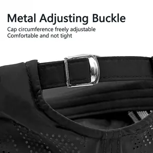 Black quick-dry sports baseball cap with metal adjustment buckle and laser-cut vents