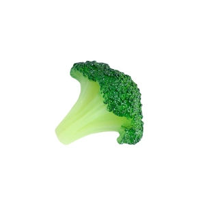 Realistic green PVC broccoli pendant toy with textured crown and pale green stem