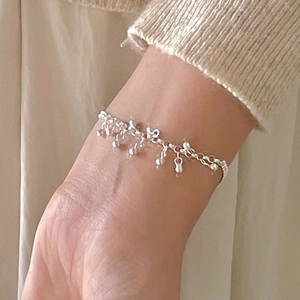 925 Sterling Silver Bracelet With Round Ball Dangles Minimalist Korean Ins Style Adjustable Jewelry For Women