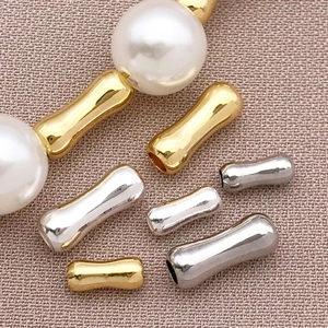 Perline distanziatrici cilindriche a bambù oro e argento per braccialetti fai-da-te