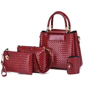 Women Woven Embossed Handbag Shoulder Bag Clutch Bag And Card Holder Set Large Capacity PU Leather Tote Fashion Crossbody Bag