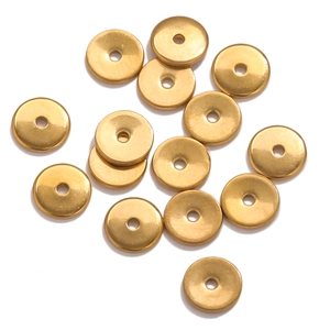 PVD 18K gold plated stainless steel spacer beads for DIY jewelry making on white background