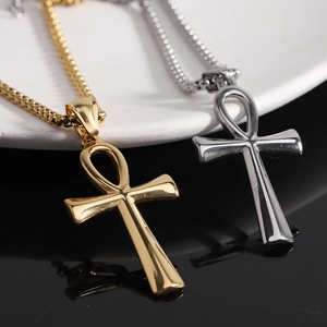 Ankh Cross Necklace Egyptian Life Symbol 304 Stainless Steel Polished Minimalist Jewelry For Men And Women