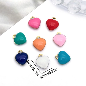 Colorful enamel heart pendants in stainless steel with gold trim for DIY jewelry making