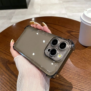 Transparent dark brown shockproof case for iPhone with reinforced air cushion corners