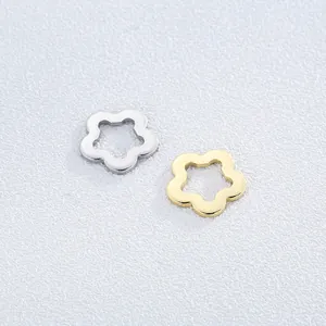 Stainless Steel Five Petal Flower Charms Hollow DIY Jewelry Making Accessories For Necklace Bracelet Simple Minimalist