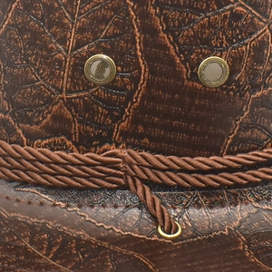 Brown western cowboy sun hat with leaf vein texture and twisted rope band