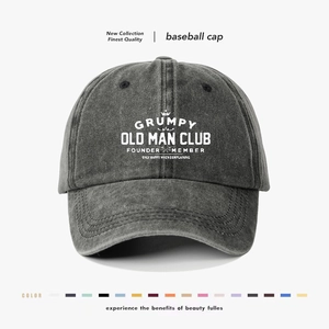 Grumpy Old Man Club Baseball Cap Washed Cotton Retro Sun Hat Adjustable Breathable Casual Vintage Outdoor For Men Father