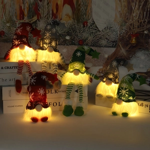 Gnomo Di Natale Peluche LED Luminoso Maglia Motivo Fiocco Di Neve Ornamenti Tomte Svedesi Decorazioni Da Tavolo