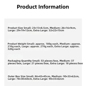 Detailed size specifications table for rectangular seagrass woven gift baskets