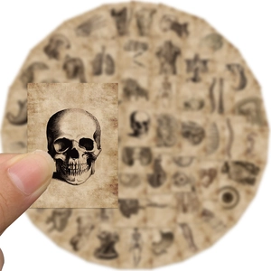 56-piece vintage anatomical human skull and skeleton waterproof graffiti stickers