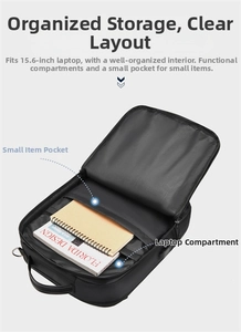 Detail view of the laptop backpack main compartment with a dedicated 15.6 inch laptop sleeve
