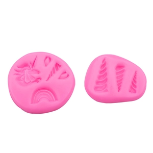 Set di 2 stampi in silicone rosa con unicorno e arcobaleno per decorazioni di torte