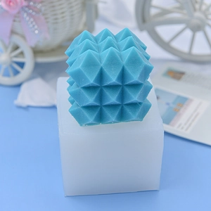 DIY silicone mold for geometric diamond cube candles with textured scent finish