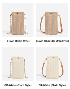 Detailed close-up showing woven herringbone texture and magnetic snap on small straw bags