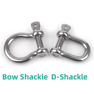 Close-up of 304 stainless steel bow and D-shackle hardware for DIY paracord bracelets
