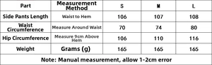 Tableau des tailles pour ensemble haut et pantalon à carreaux avec mesures en centimètres