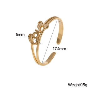 Detailed view of gold Love ring showing 6mm height and 17.4mm inner diameter dimensions