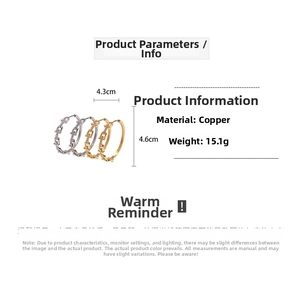 Detailed specifications of 18K gold plated U-shaped geometric earrings made of copper