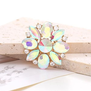 Marquise crystal flower accessory with AB color stones and gold base for car or shoes