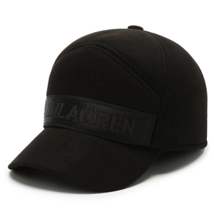 Dicker Winter-Baseballcap für Herren in Schwarz mit Ohrenschutz und LAOREN-Stickerei