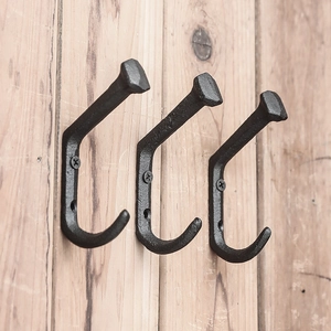 Vintage Industrial Cast Iron Wall Hook Retro Nail Shape Heavy Duty Coat Hanger For Entryway Garden Home Decor Black