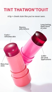 Detailed view of the bouncy jelly texture of the red lip and cheek tint stick