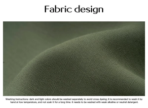 Détails du tissu du pantalon large vert armée avec instructions de lavage incluses