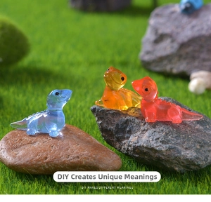 Miniature resin lizard figurines in blue, orange, and red for garden DIY projects